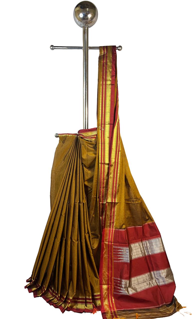 Ilkal Cotton Silk blend Plain Saree