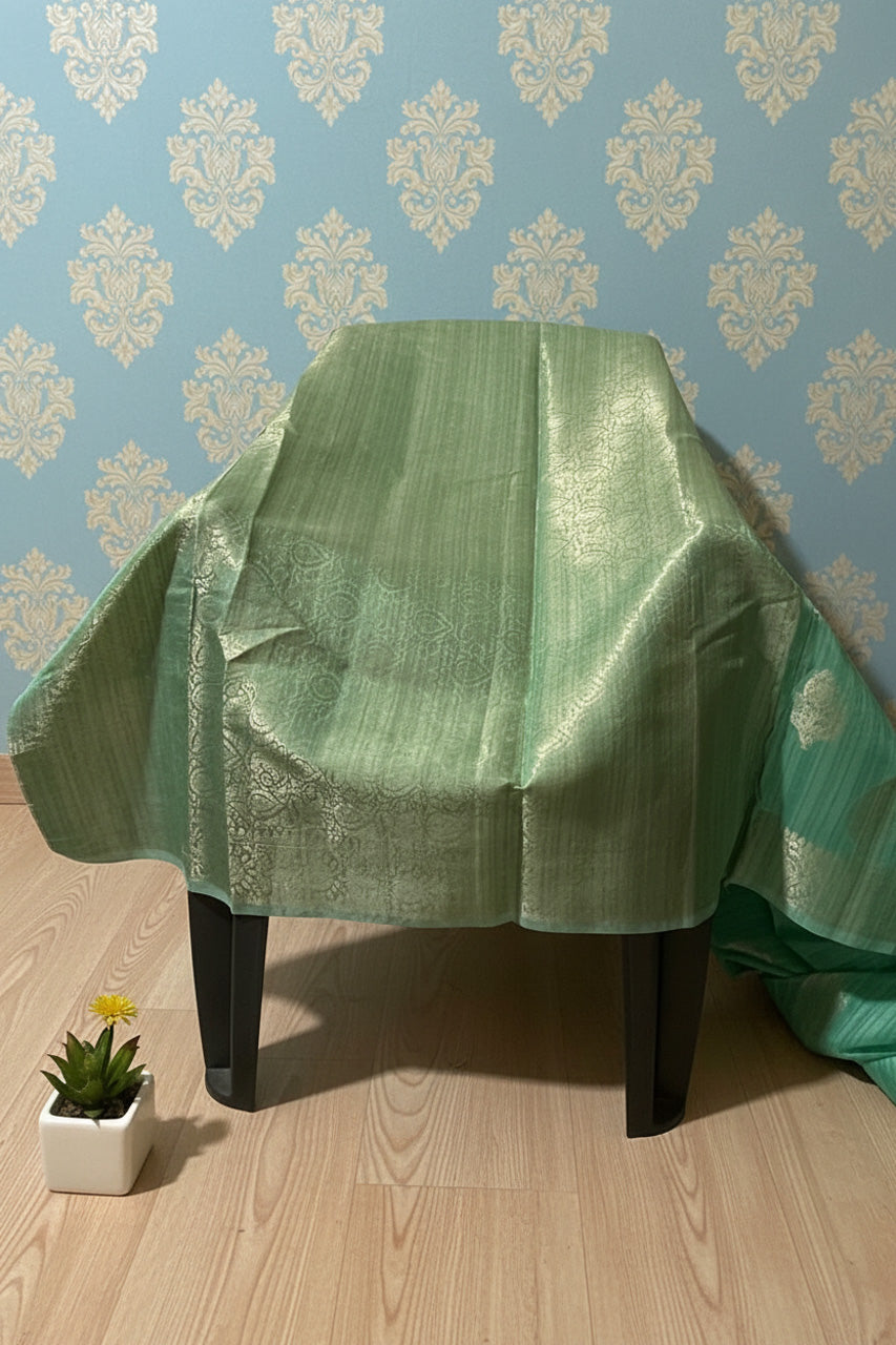 Aqua Green Tussar Silk Saree