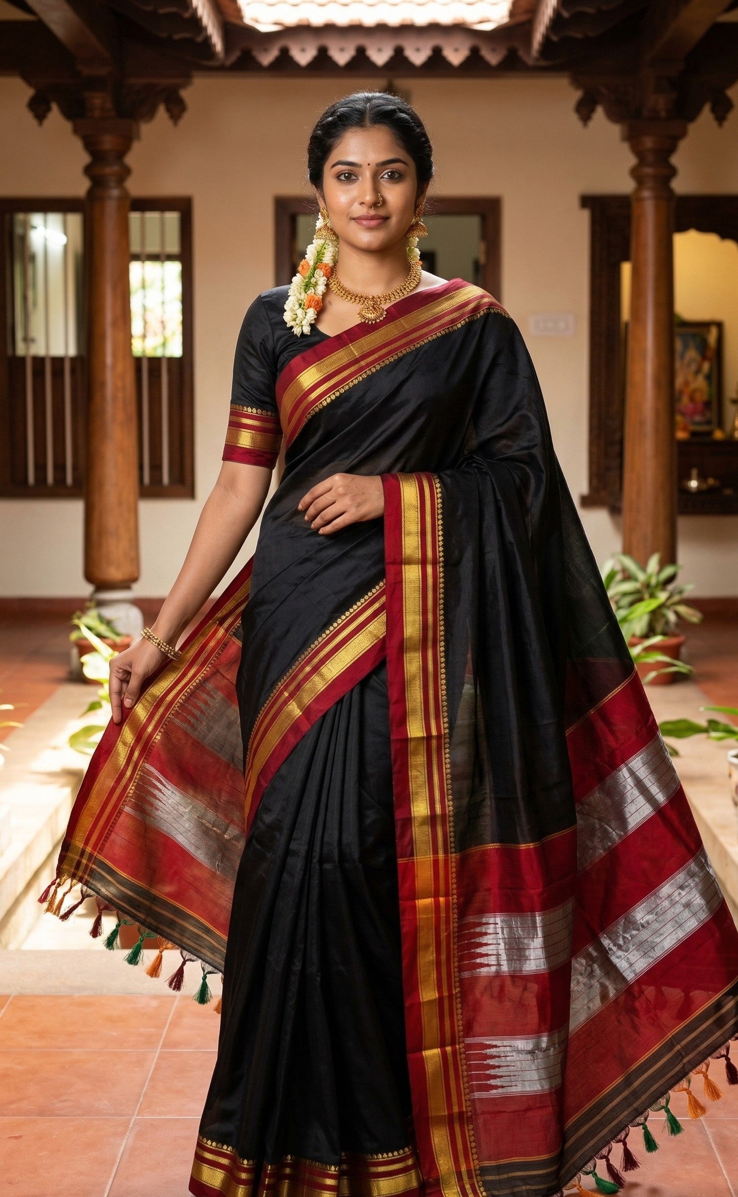 Ilkal Cotton Silk blend Plain Saree