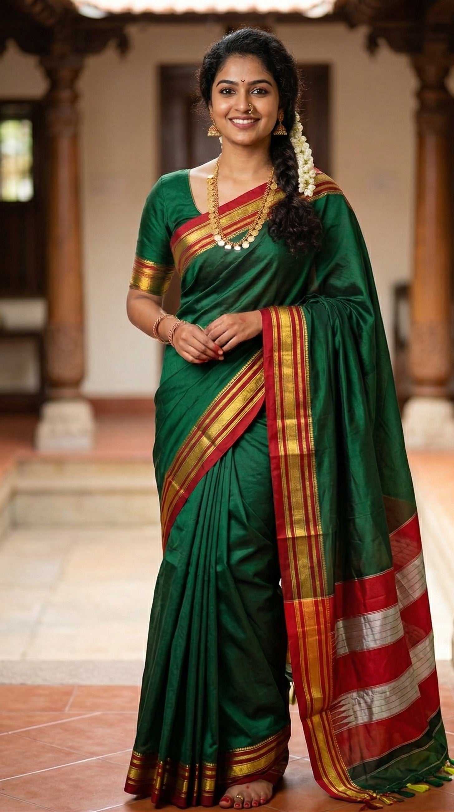 Ilkal Cotton Silk blend Plain Saree