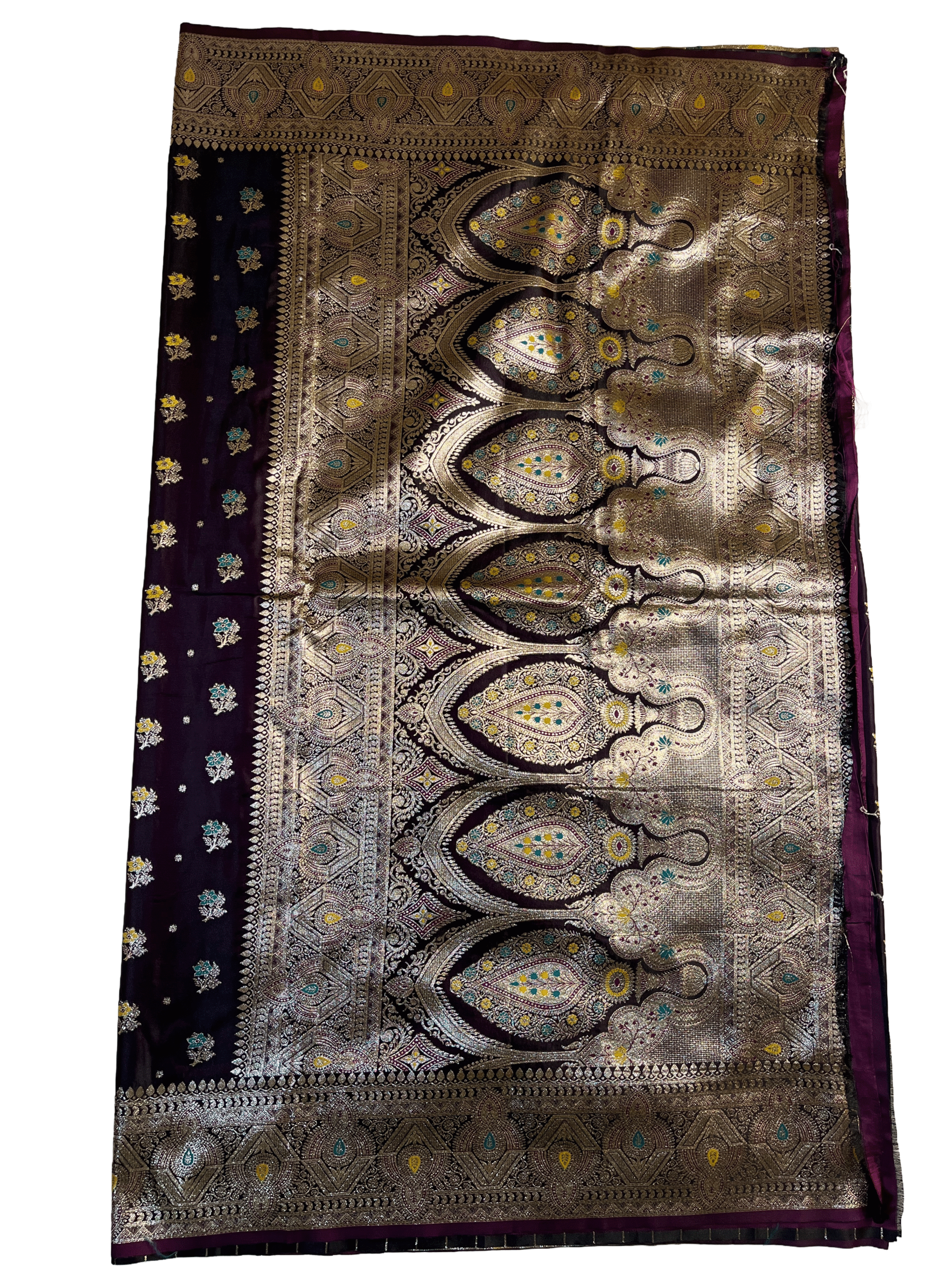 Deep Plum / Wine with Gold Zari Premium Satin Silk Saree