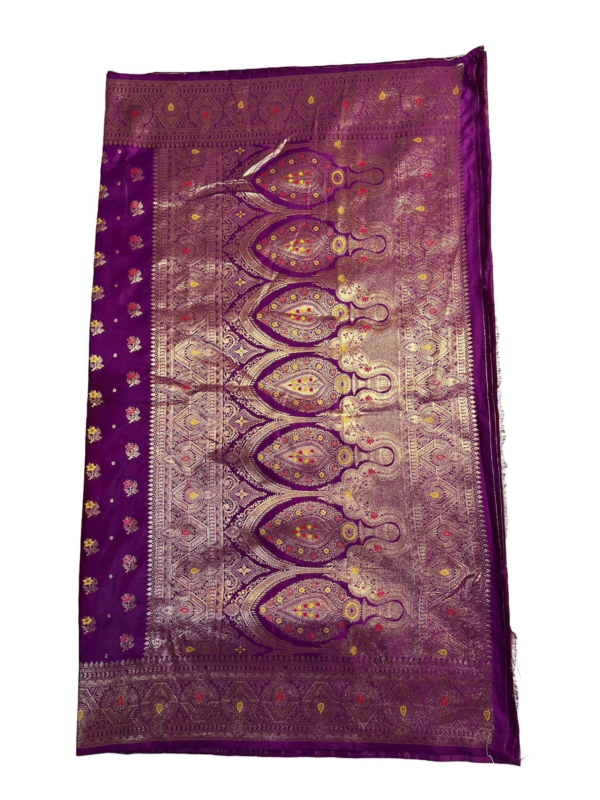 Deep Purple with Gold Accents Premium Mushroom Satin Silk Saree