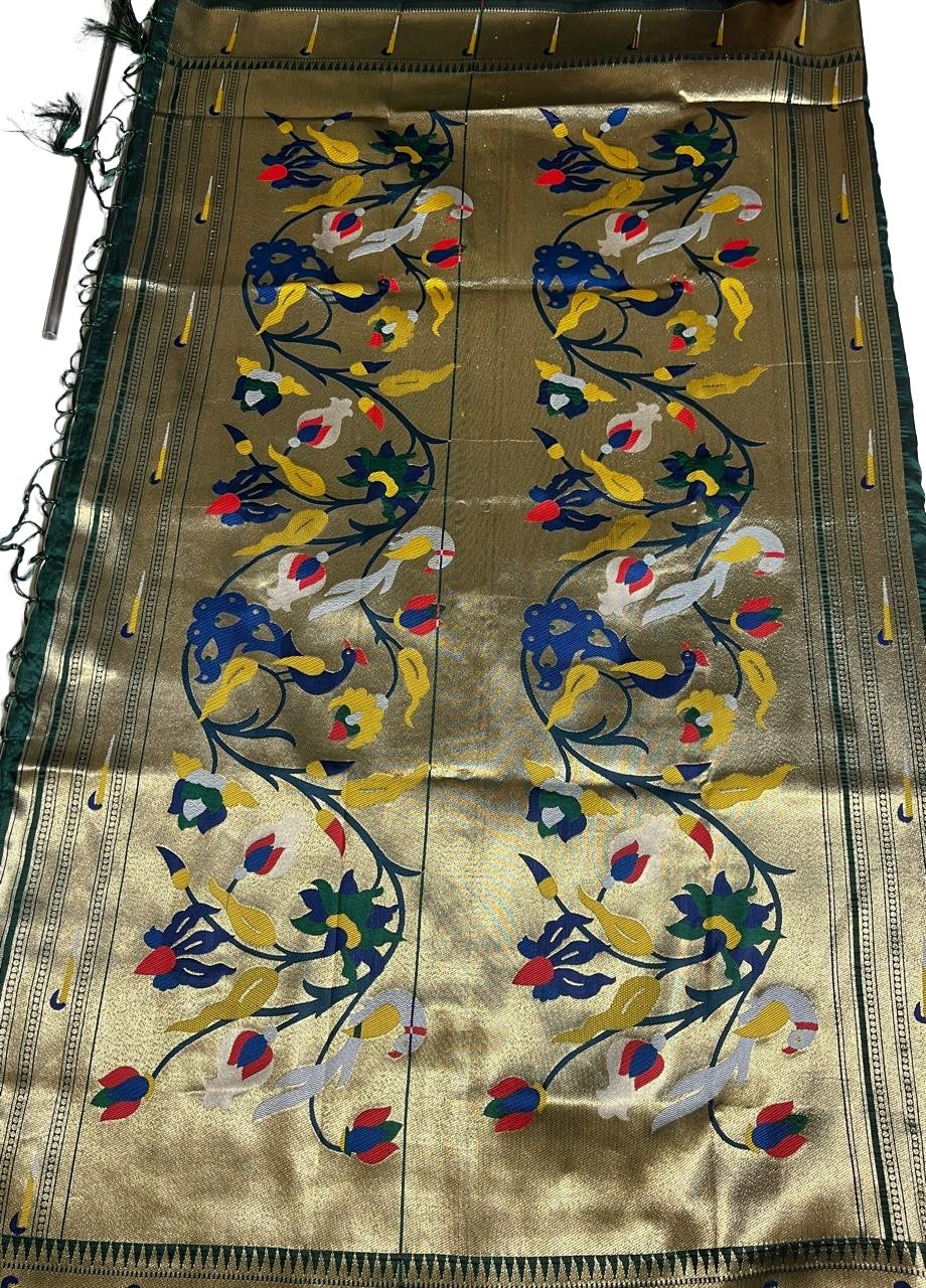 Emerald Green Art Silk Saree with Running Blouse and Heavy Zari Pallu