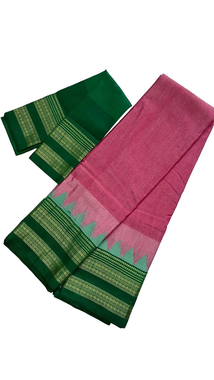 Ilkal Temple Border and Ganga Jamuna style saree