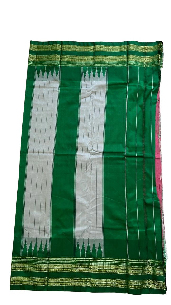 Ilkal Temple Border and Ganga Jamuna style saree