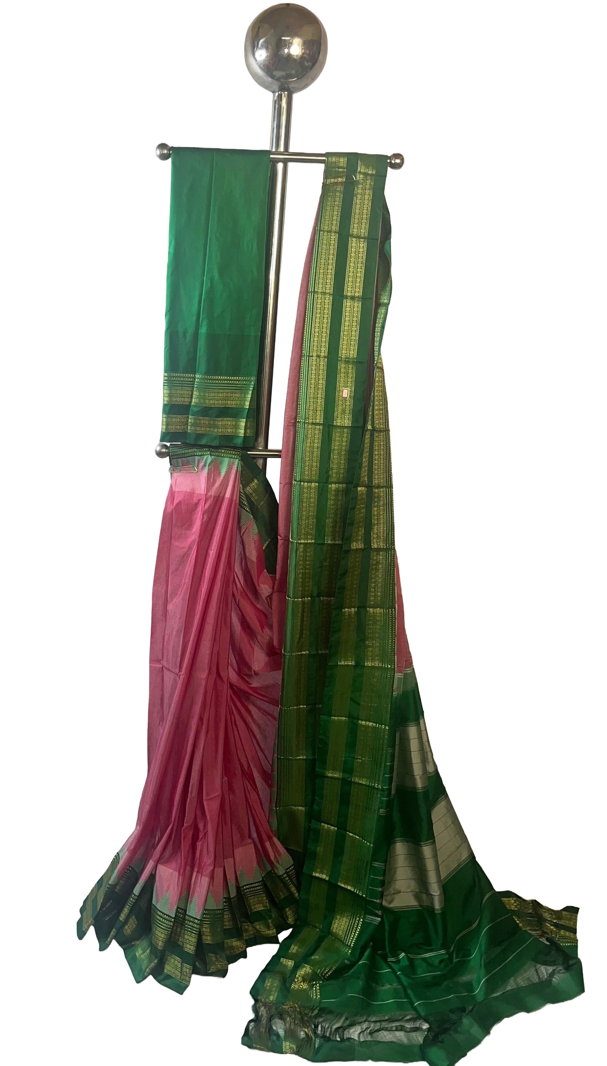 Ilkal Temple Border and Ganga Jamuna style saree