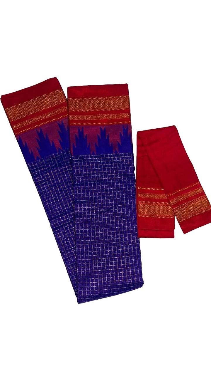 Ilkal Cotton Silk Saree with Traditional Kattam Checks
