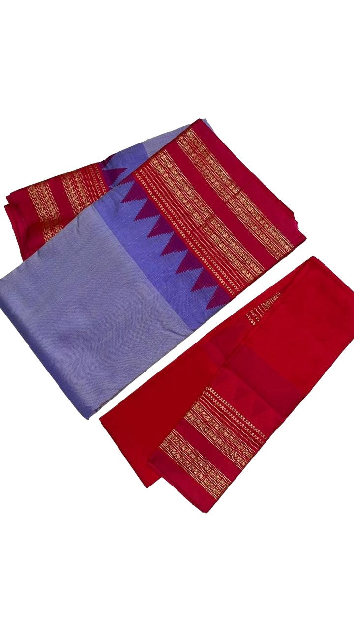 Ilkal Temple Border and Ganga Jamuna style saree