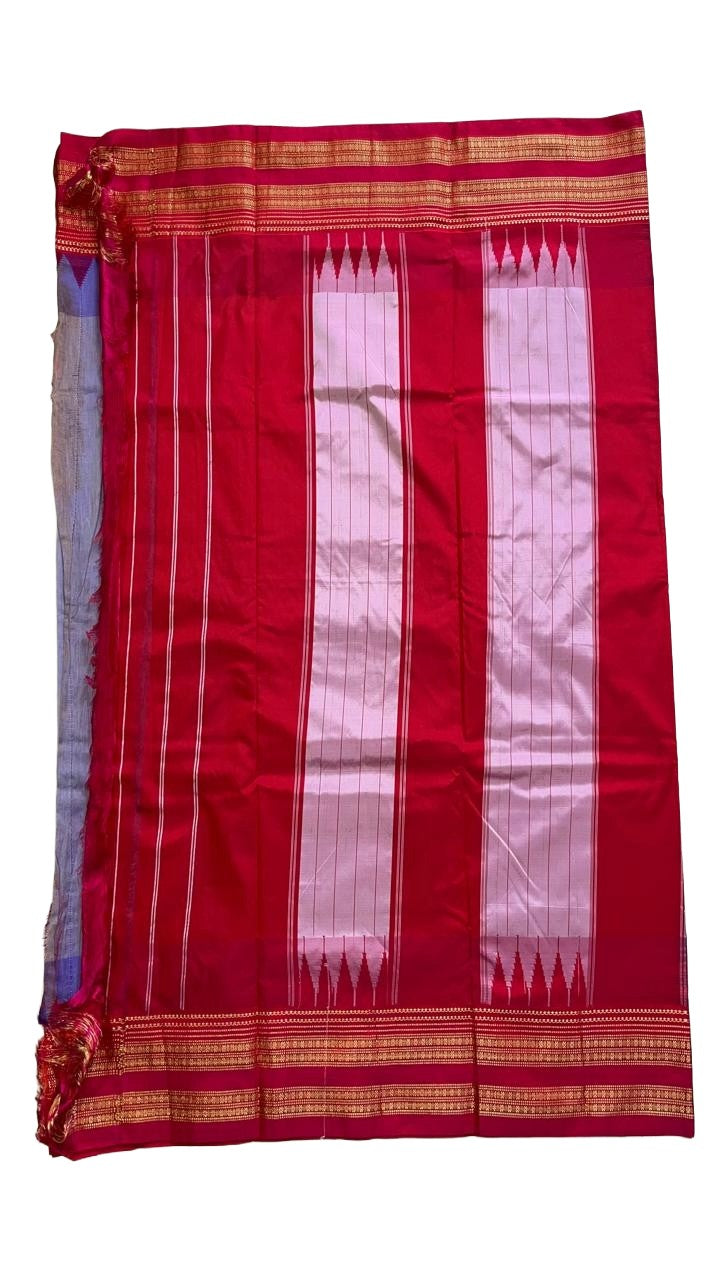 Ilkal Temple Border and Ganga Jamuna style saree