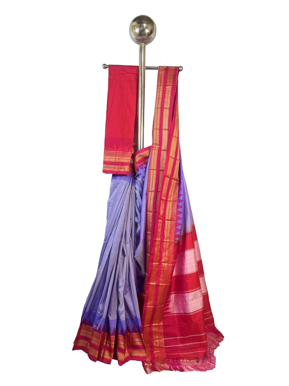 Ilkal Temple Border and Ganga Jamuna style saree