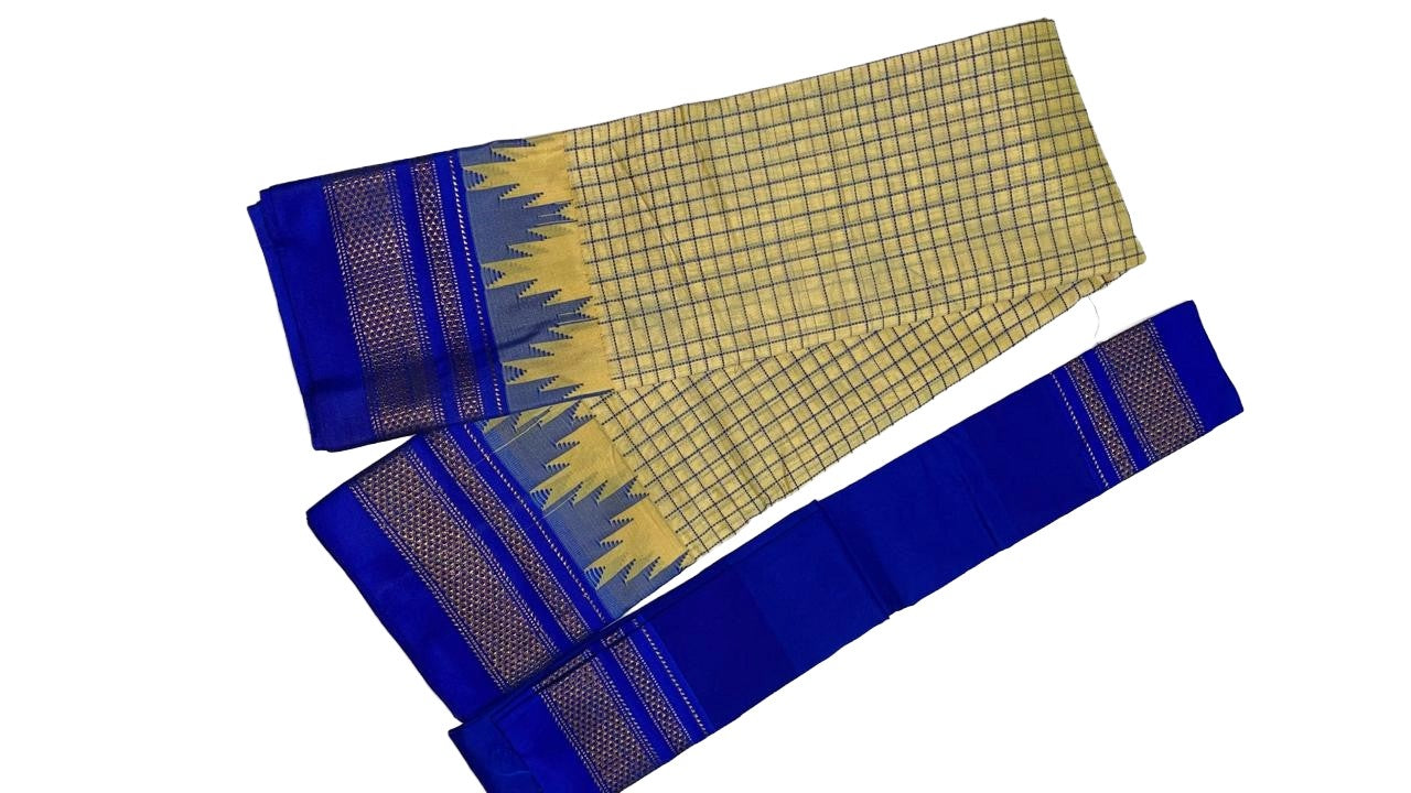 Ilkal Cotton Silk Saree with Traditional Kattam Checks