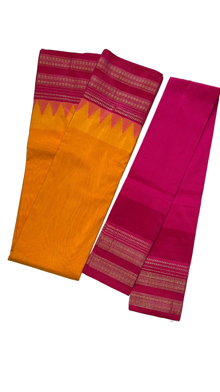 Ilkal Temple Border and Ganga Jamuna style saree
