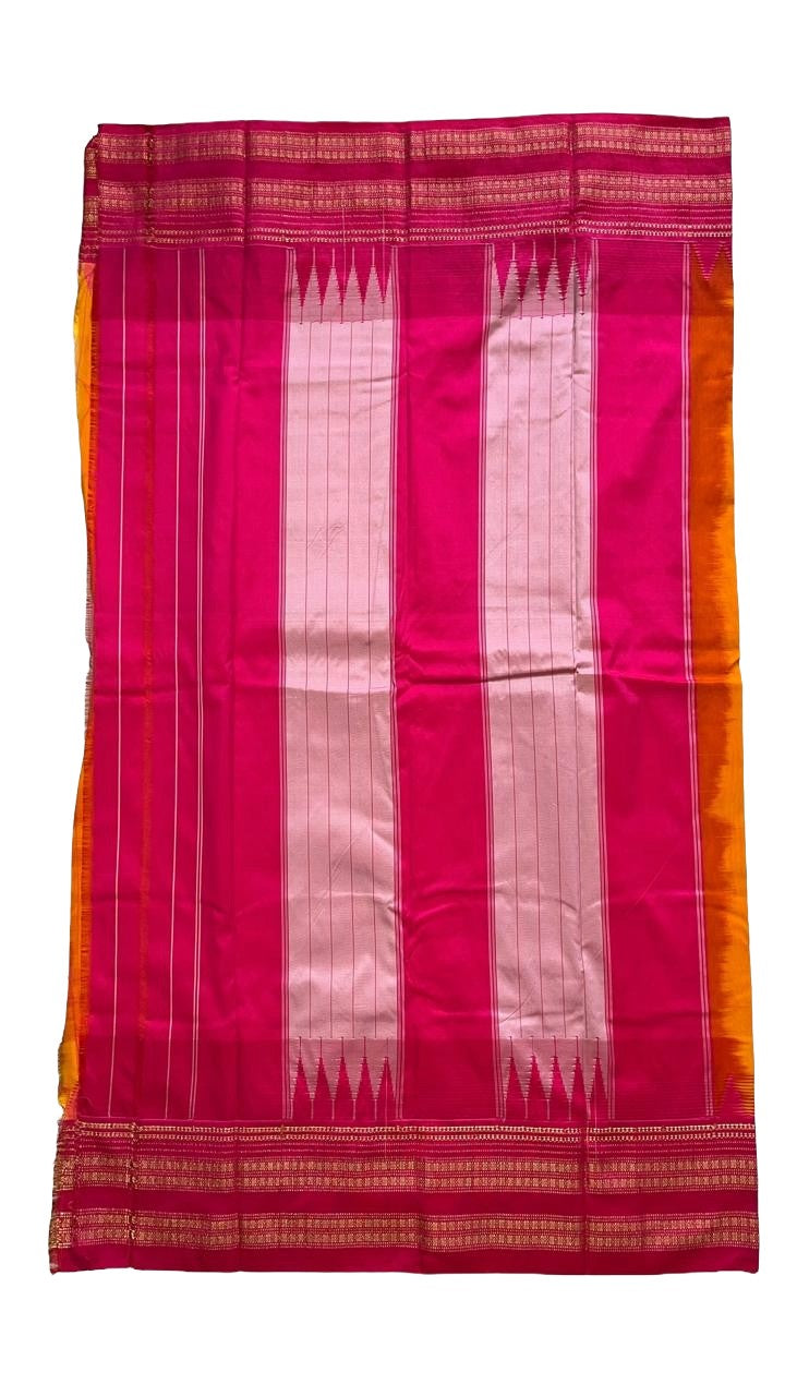Ilkal Temple Border and Ganga Jamuna style saree