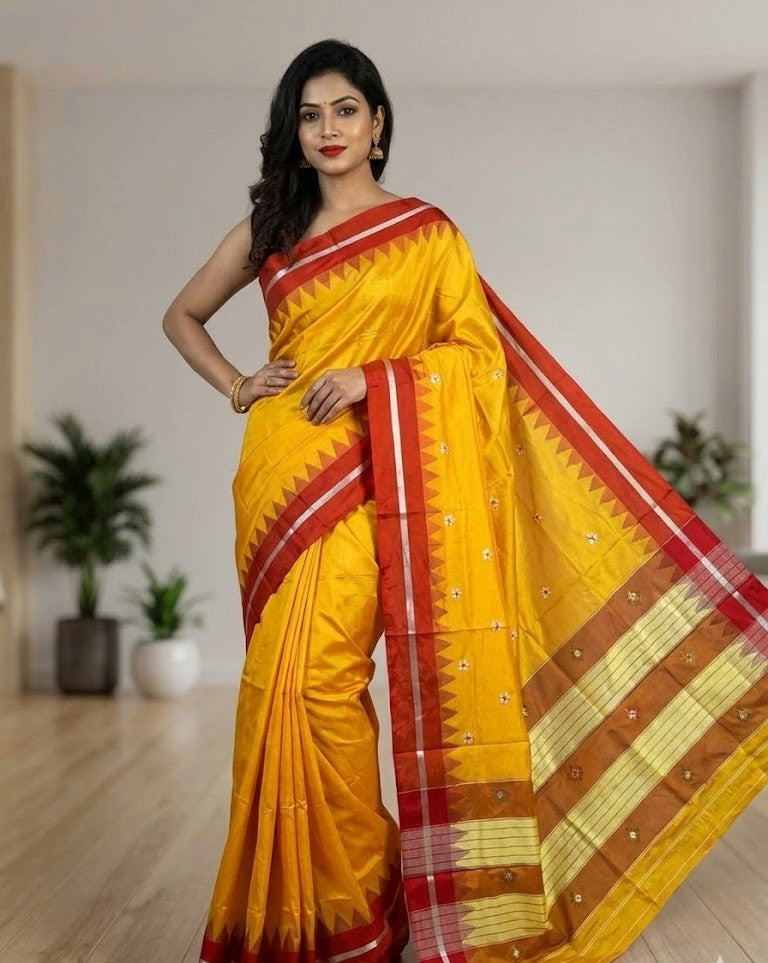 Soft Silk Cotton Ilkal Embroidery Saree