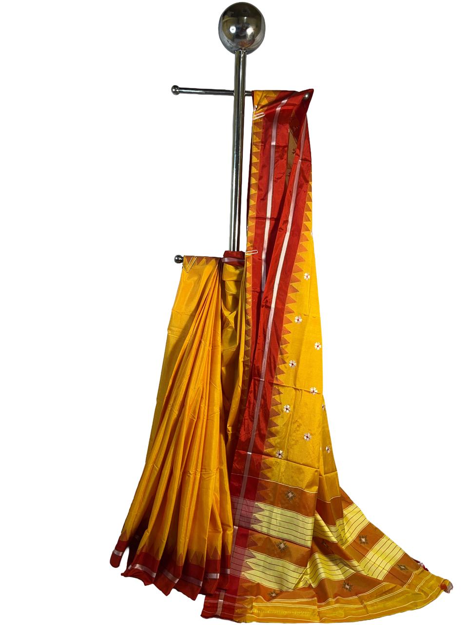 Soft Silk Cotton Ilkal Embroidery Saree