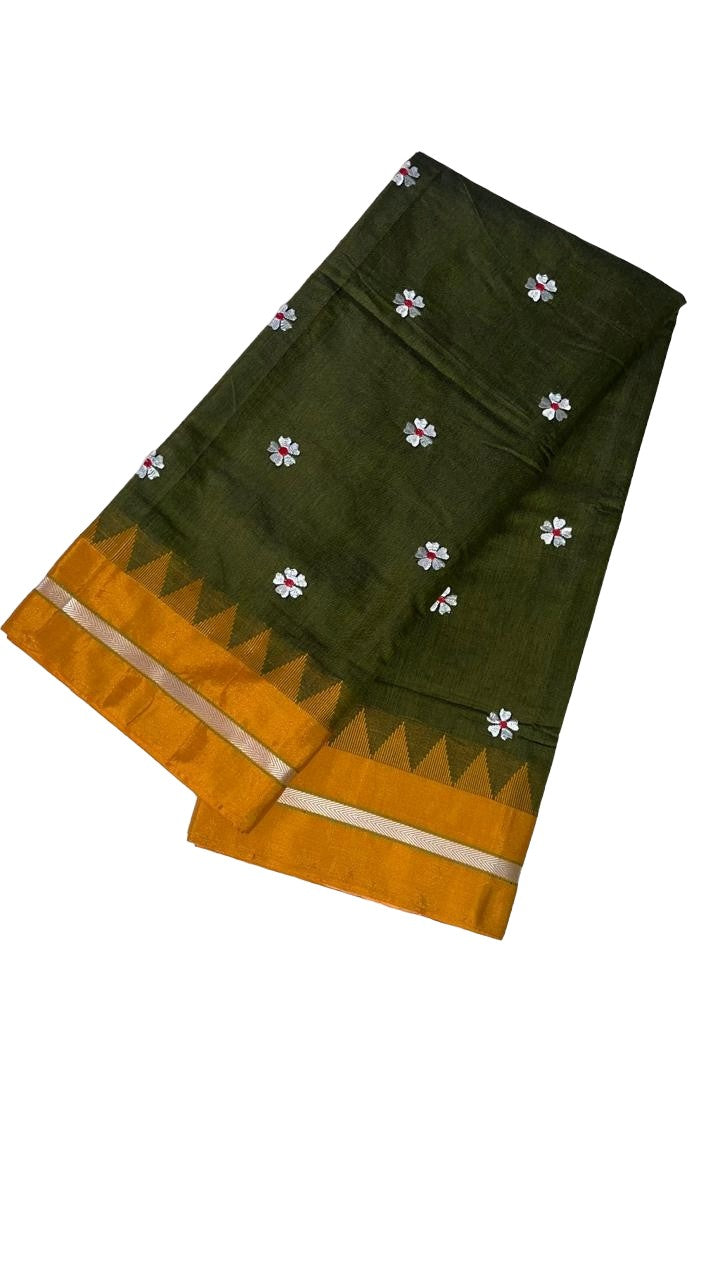 Soft Silk Cotton Ilkal Embroidery Saree