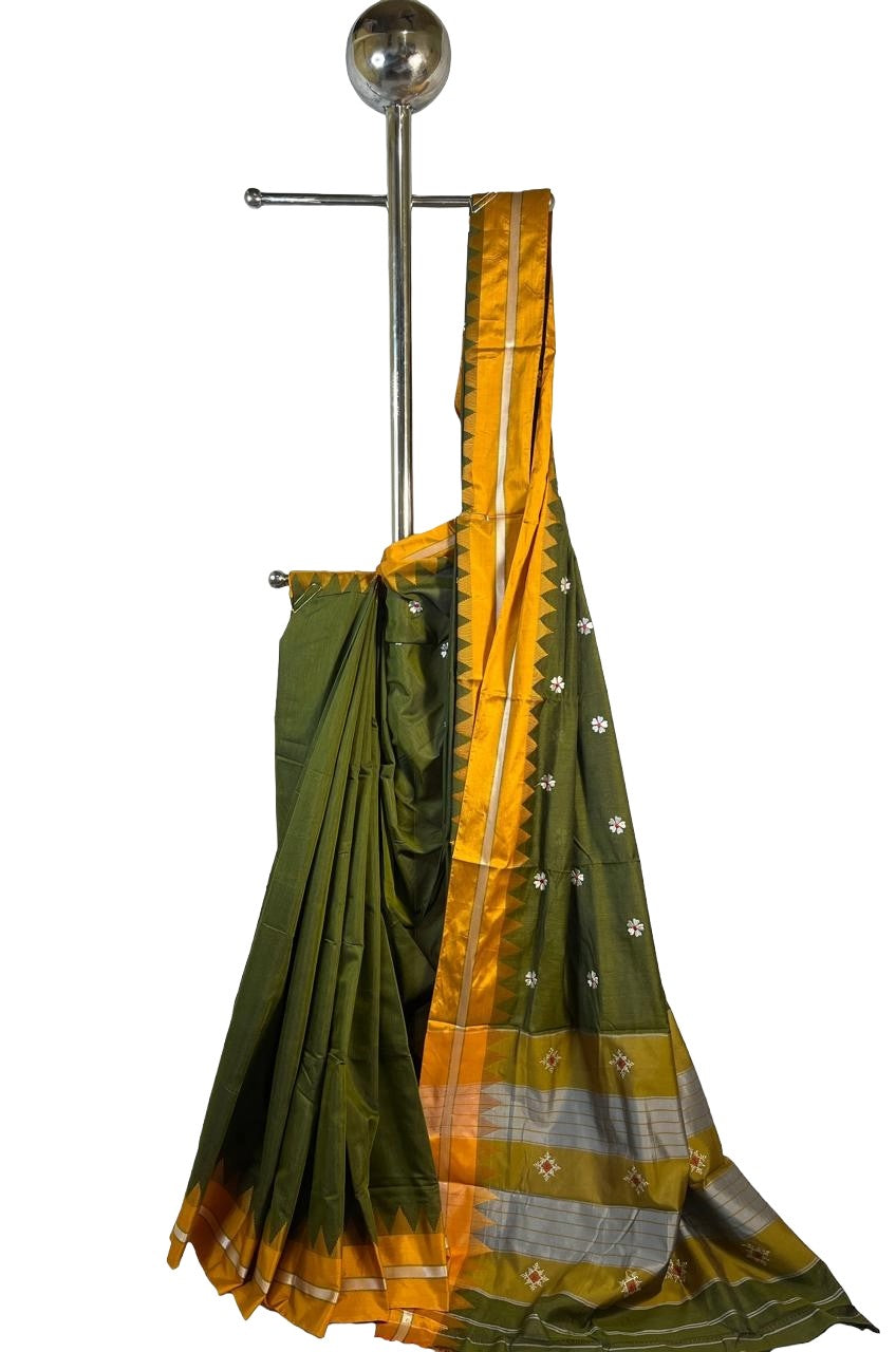 Soft Silk Cotton Ilkal Embroidery Saree