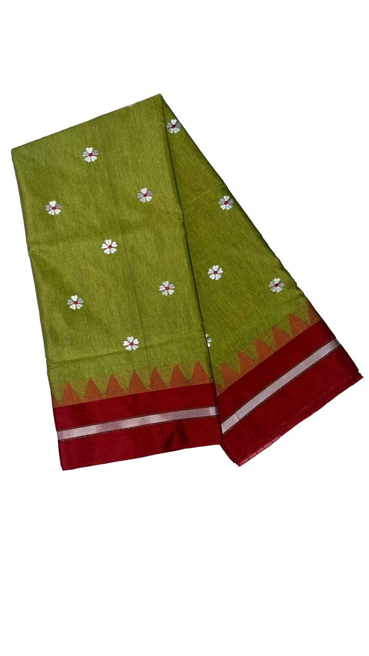 Soft Silk Cotton Ilkal Embroidery Saree