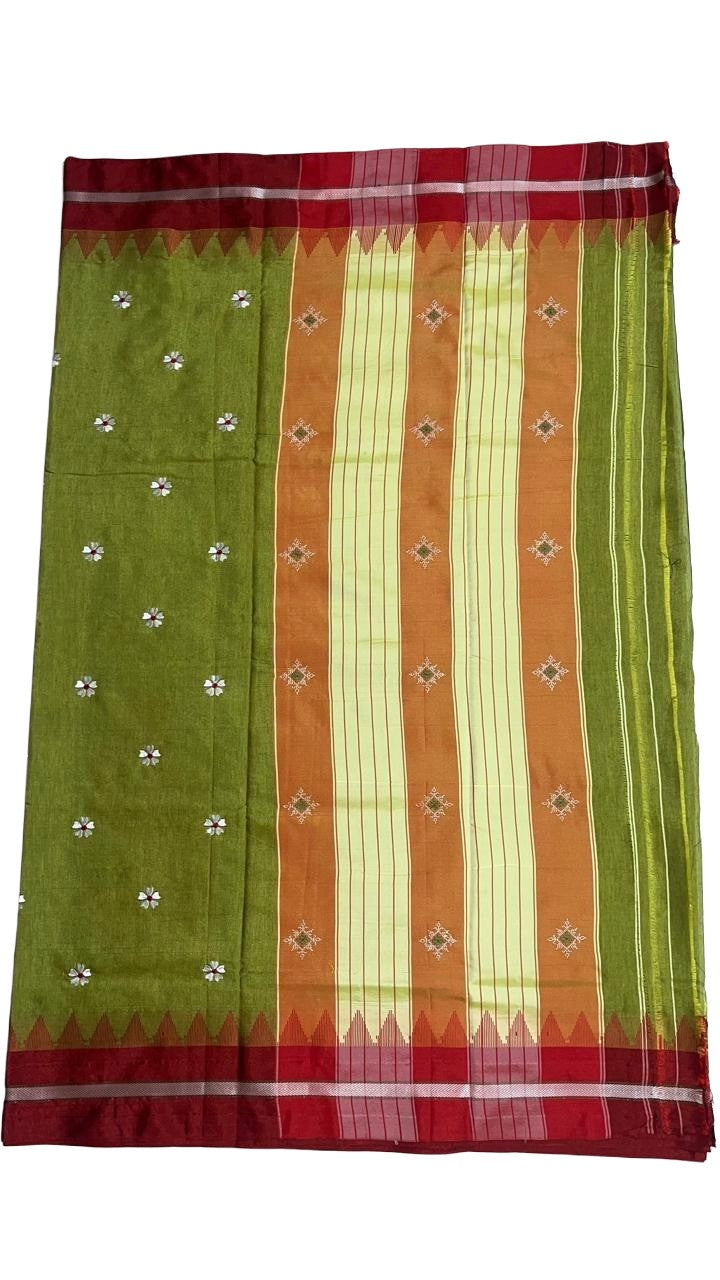 Soft Silk Cotton Ilkal Embroidery Saree