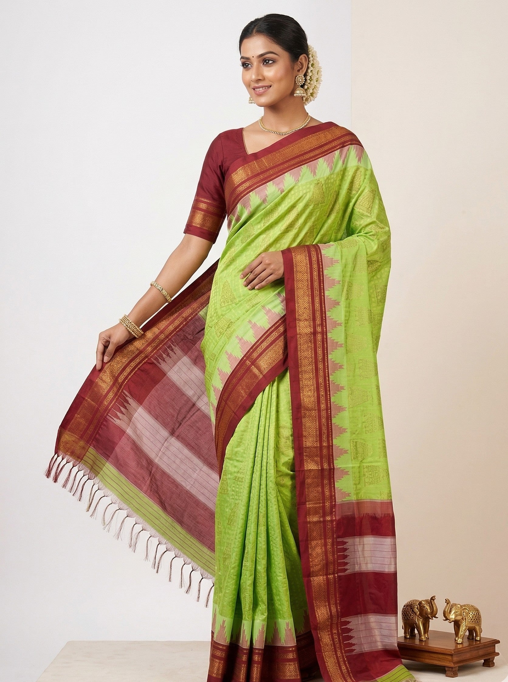 Ilkal Cotton Silk Saree with Traditional Kattam Checks Saree