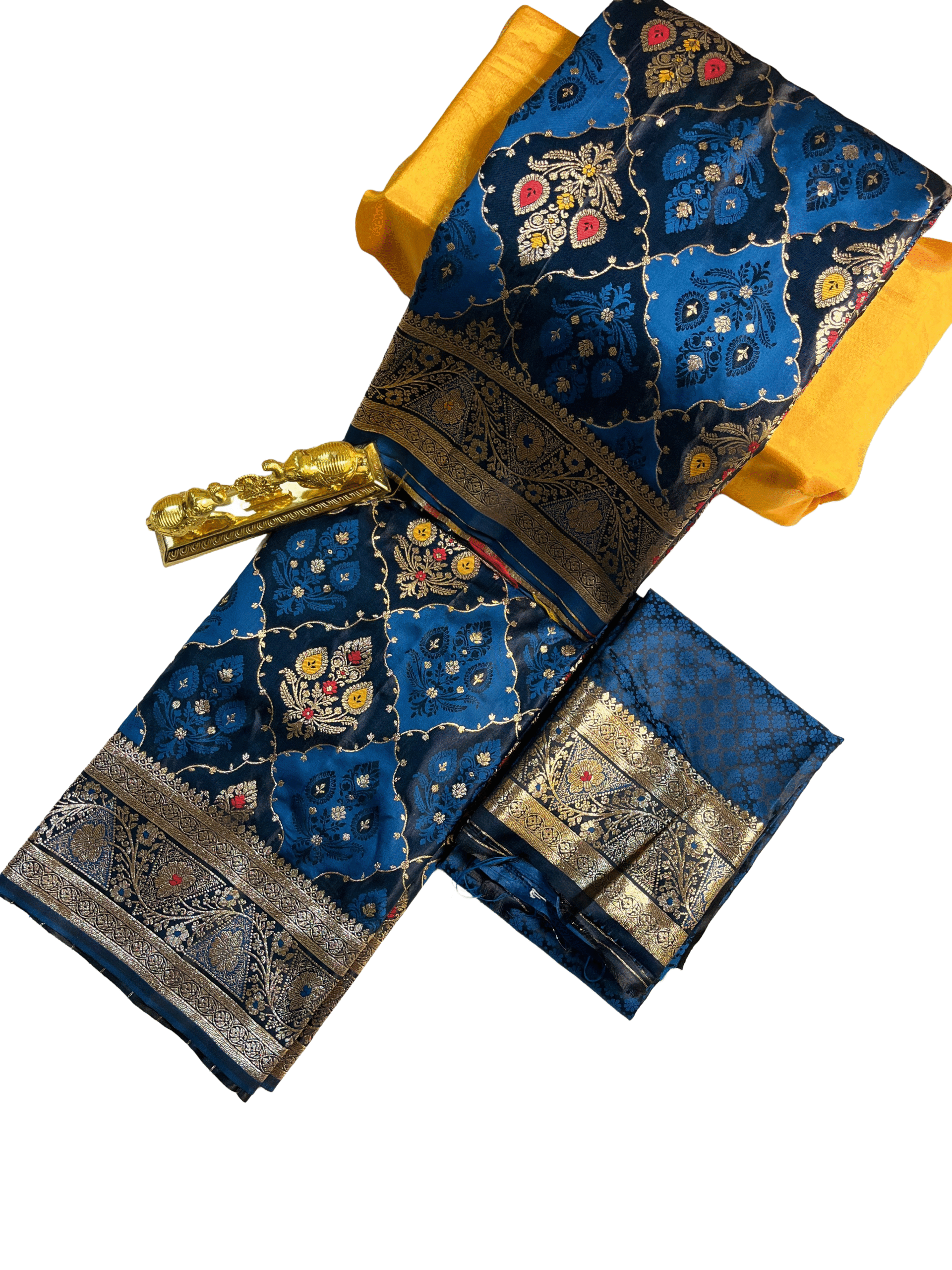 Peacock Blue Premium Mushroom Satin Silk Saree