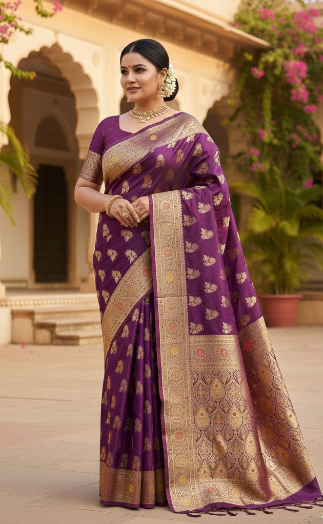 Premium Mushroom Satin Silk Saree