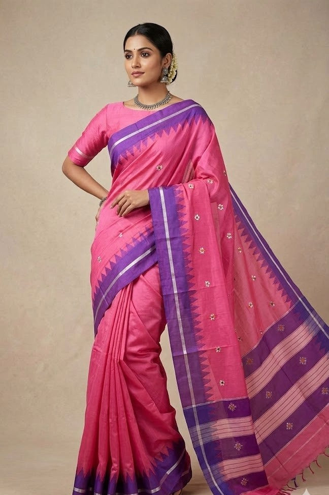 Soft Silk Cotton Ilkal Embroidery Saree
