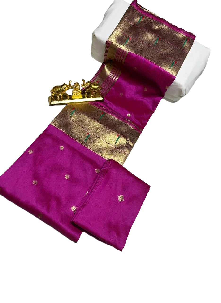 Rani Pink Art Silk Saree with Colorful Paithani Tree of Life Pallu