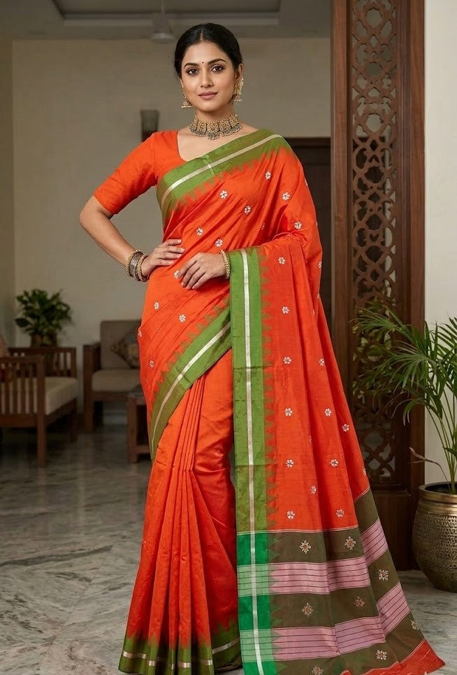 Soft Silk Cotton Ilkal Embroidery Saree