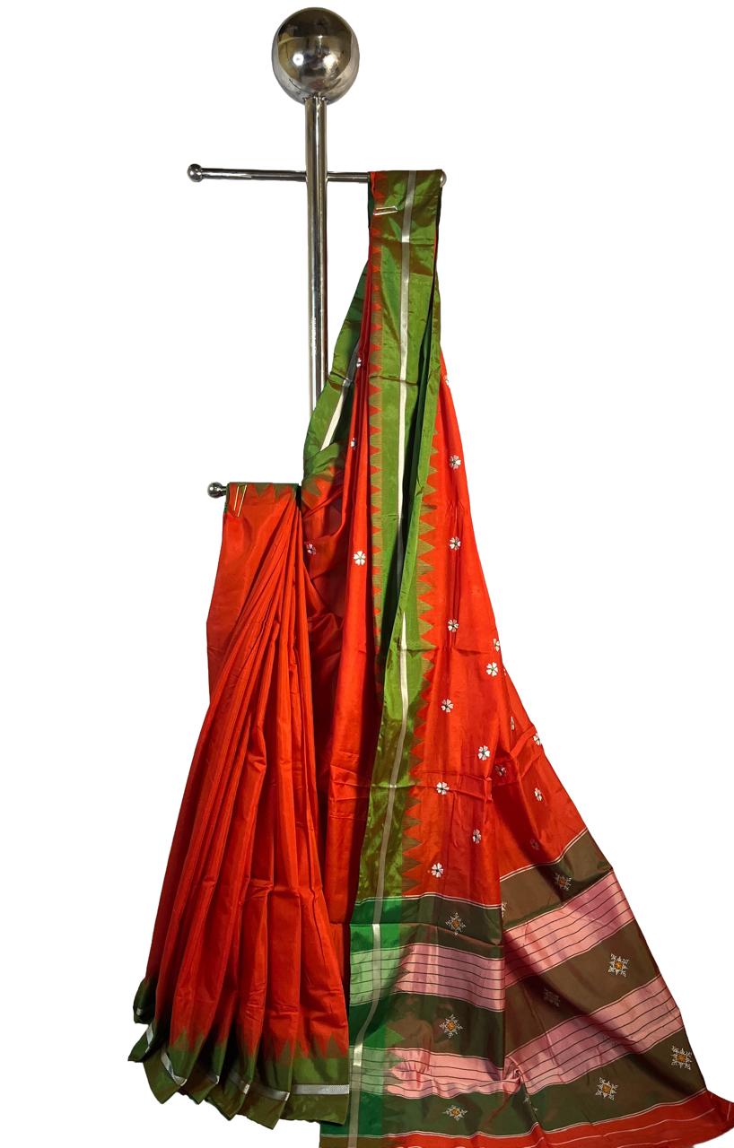 Soft Silk Cotton Ilkal Embroidery Saree
