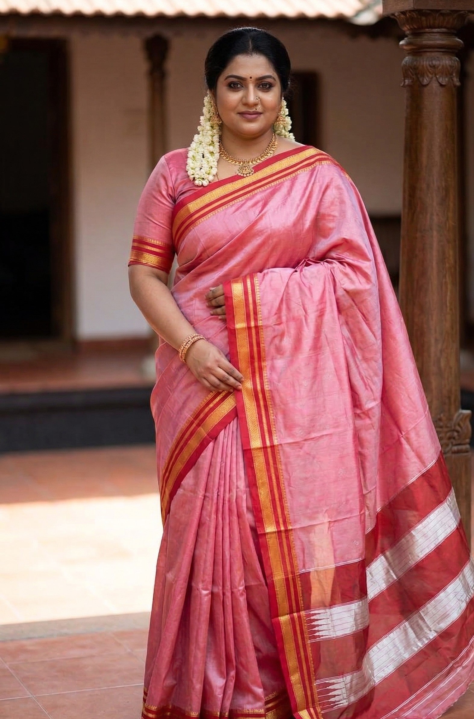 Ilkal Cotton Silk blend Plain Saree