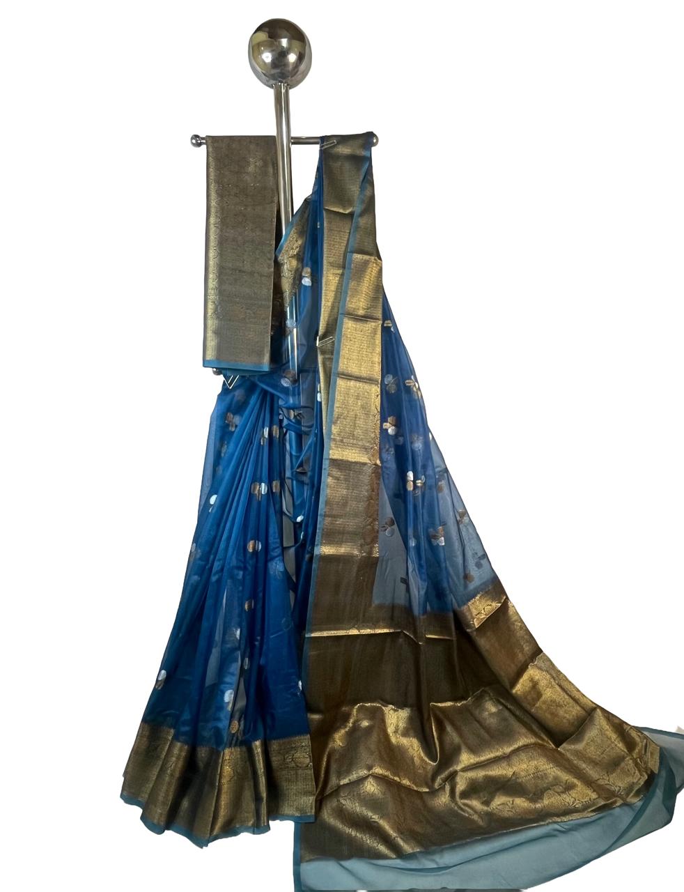 Royal Indigo Banarasi Kora Silk Saree