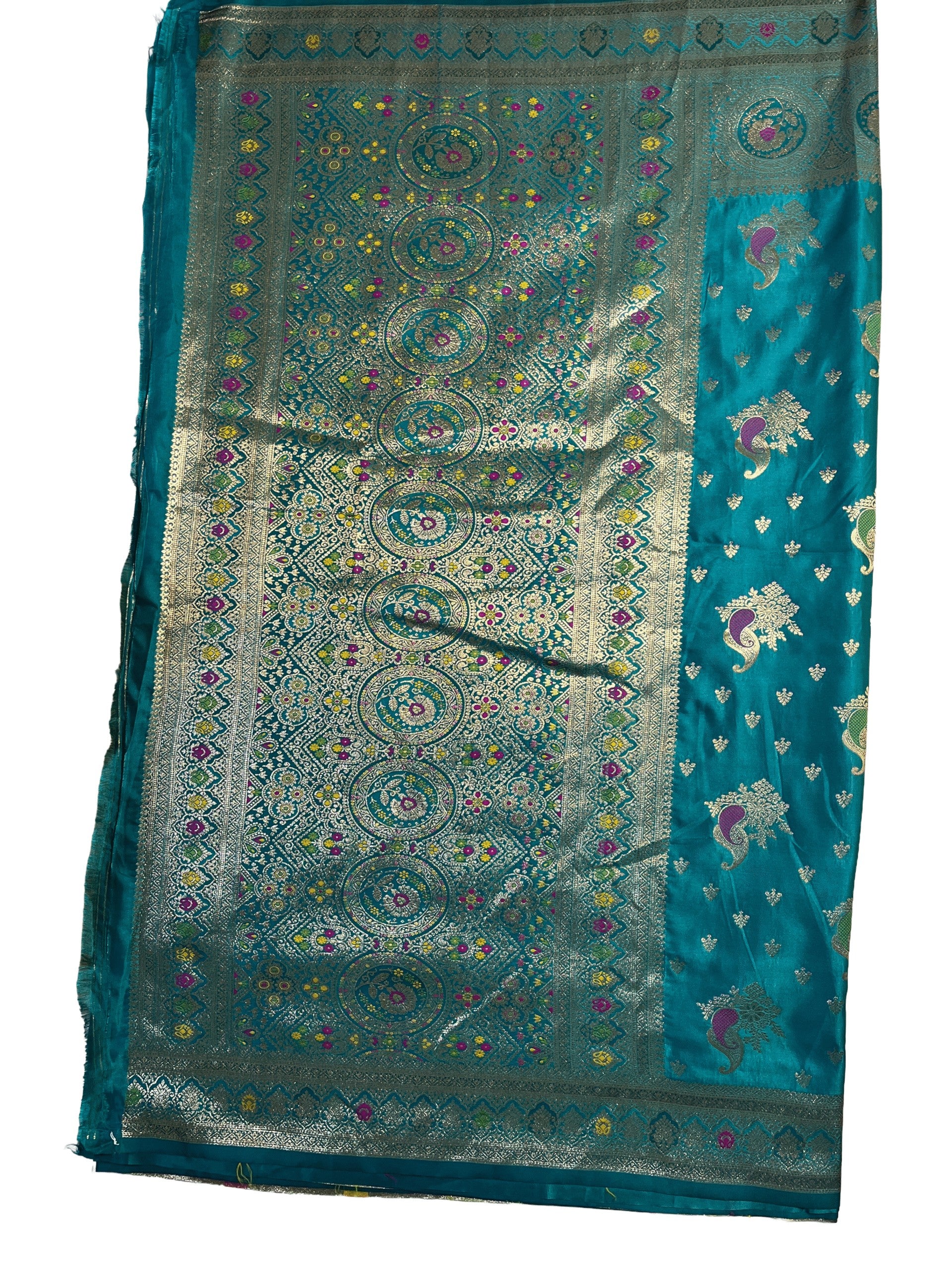 floral & paisley motifs premium satin silk saree