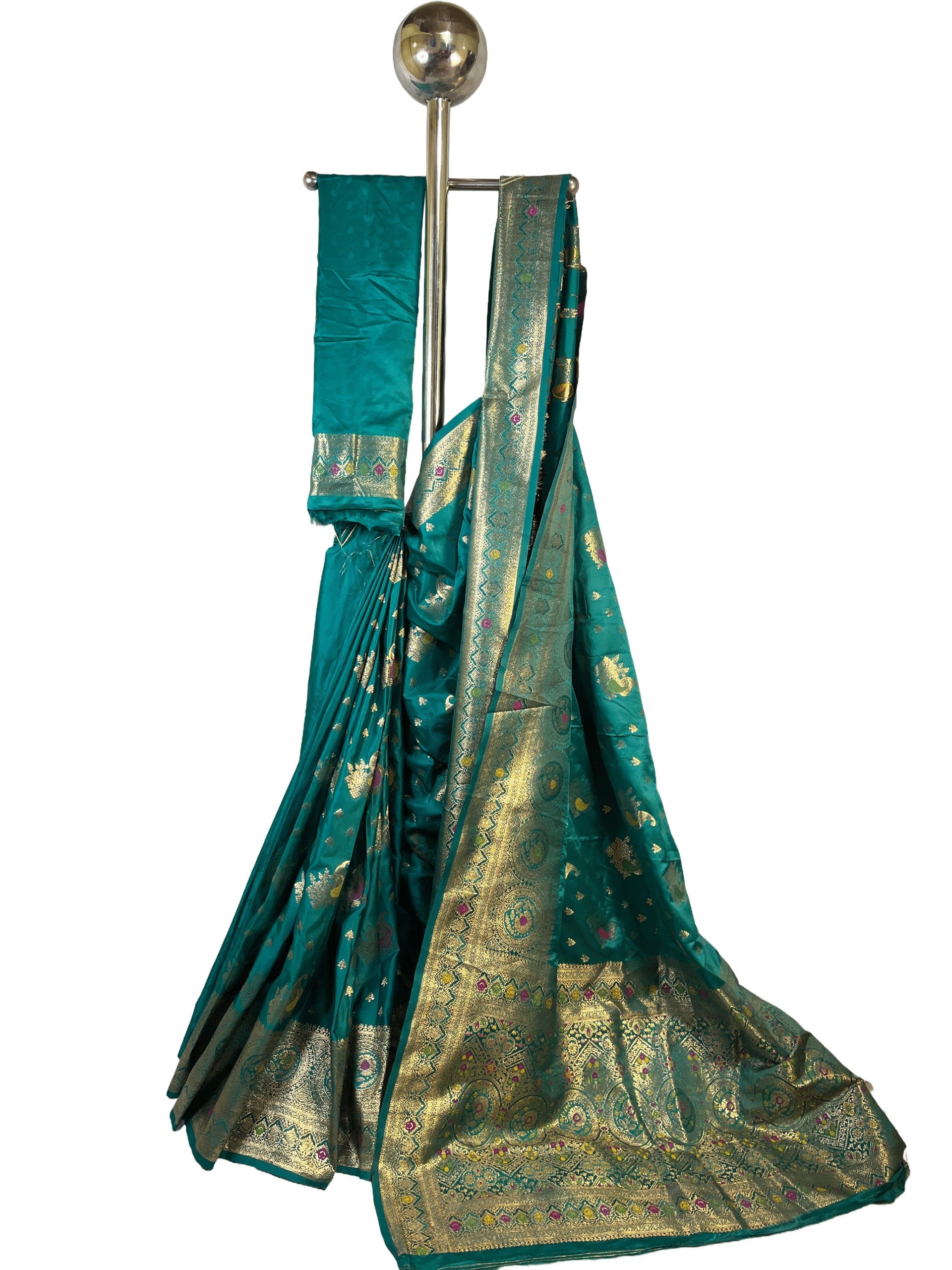 floral & paisley motifs premium satin silk saree