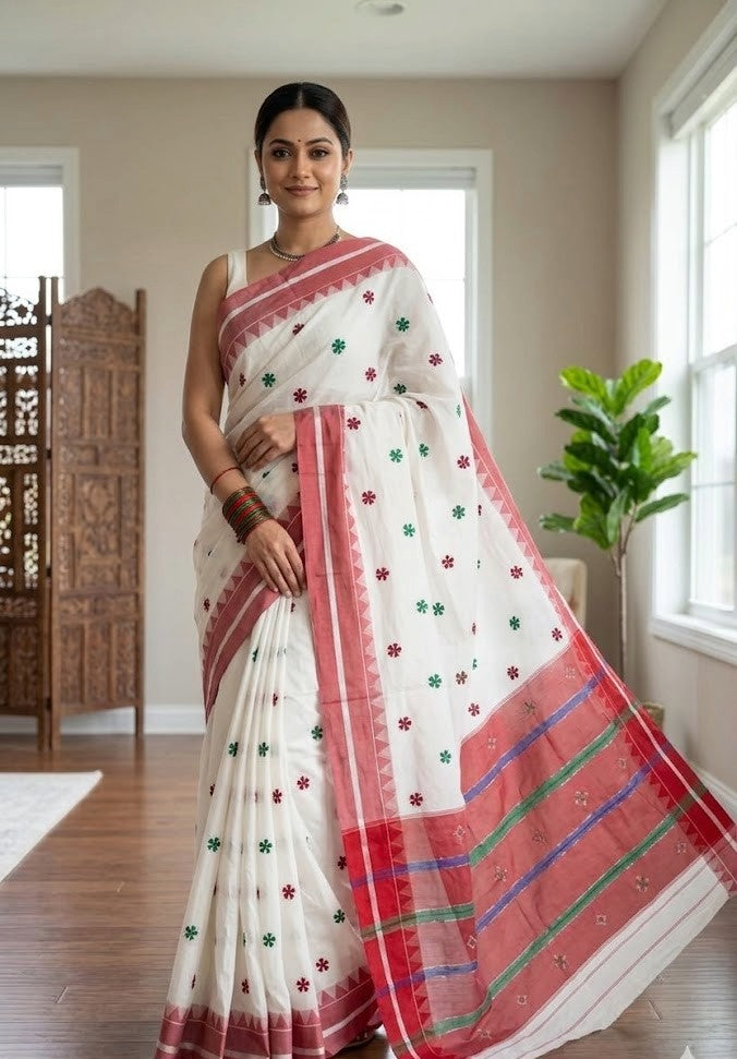Soft Silk Cotton Ilkal Embroidery Saree