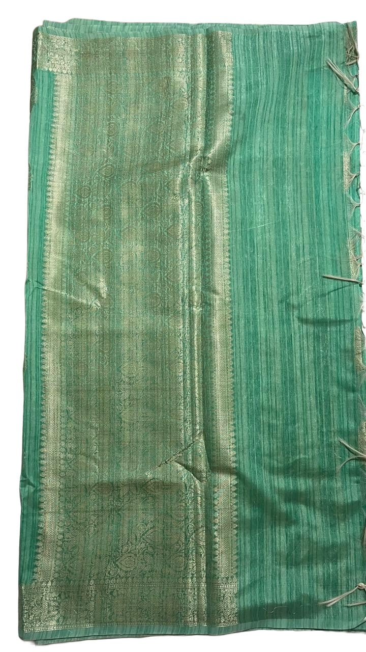 Aqua Green Tussar Silk Saree
