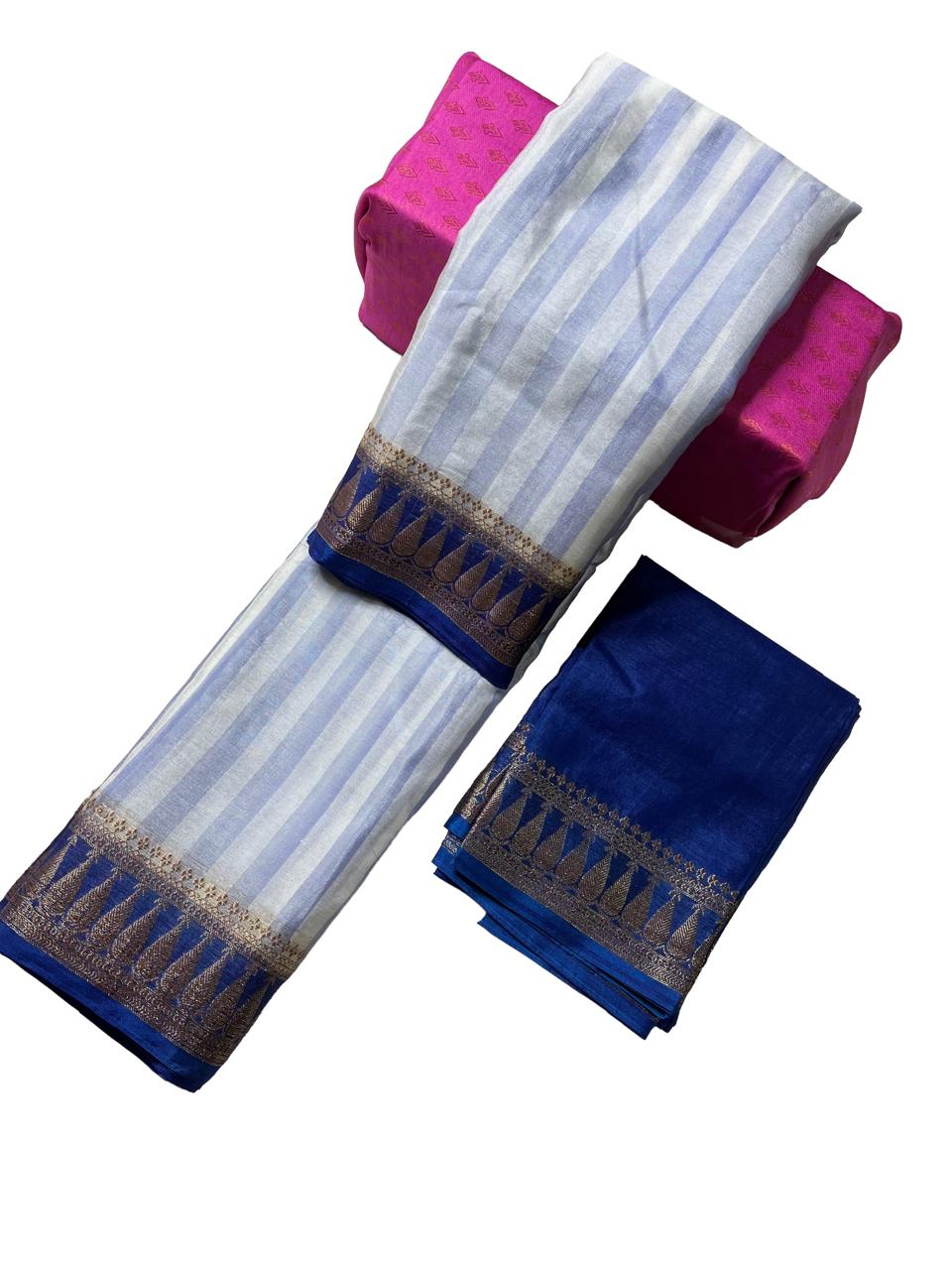 Azure Blue Banarasi Chanderi Silk Saree