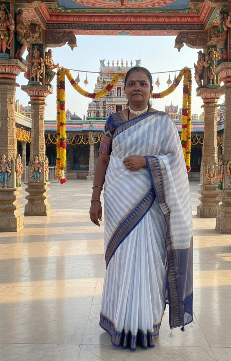 Azure Blue Banarasi Chanderi Silk Saree