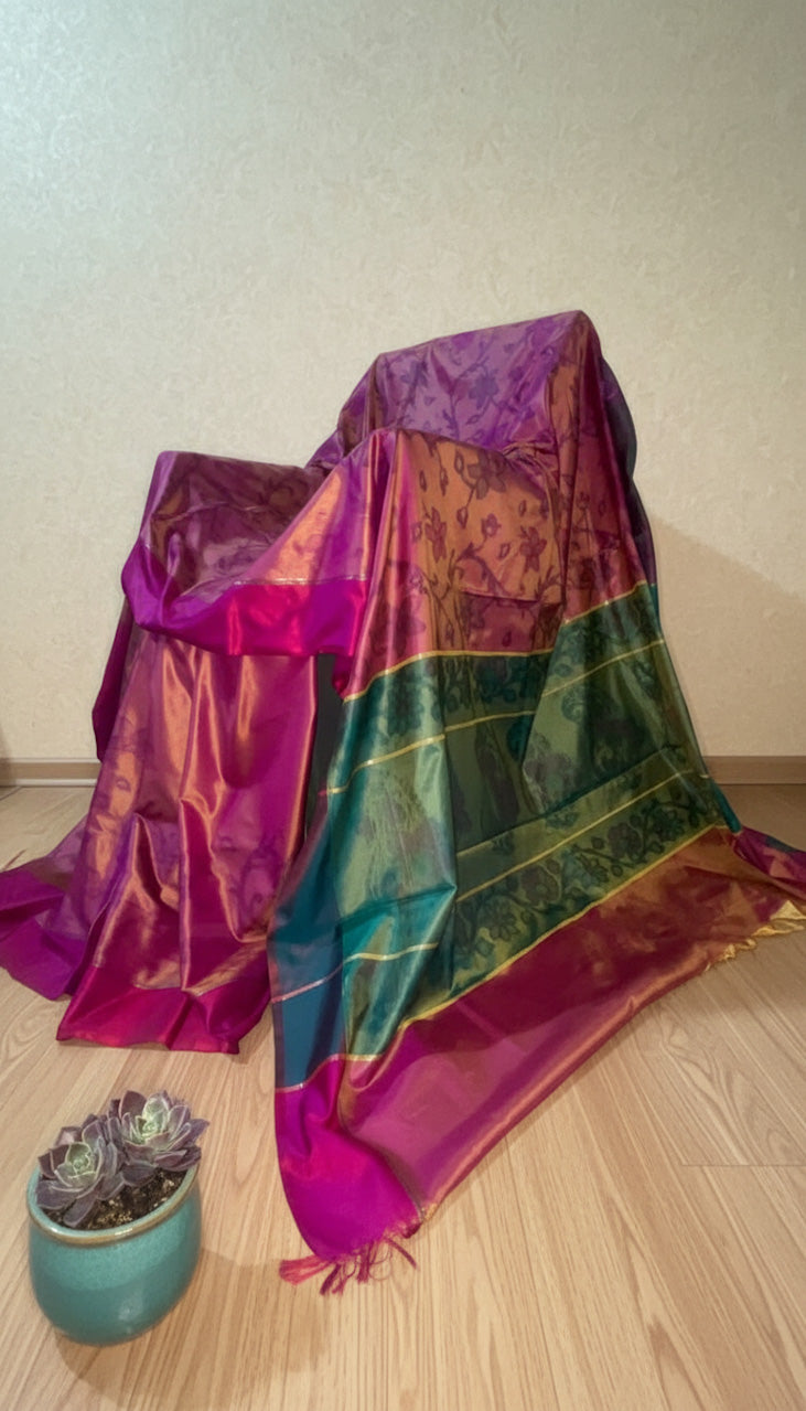 Magenta Banaras Pochampally Saree