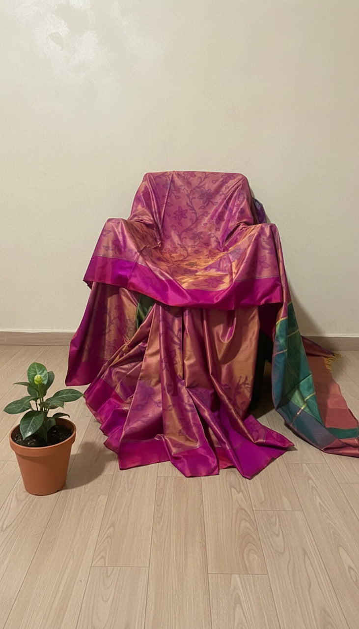 Magenta Banaras Pochampally Saree