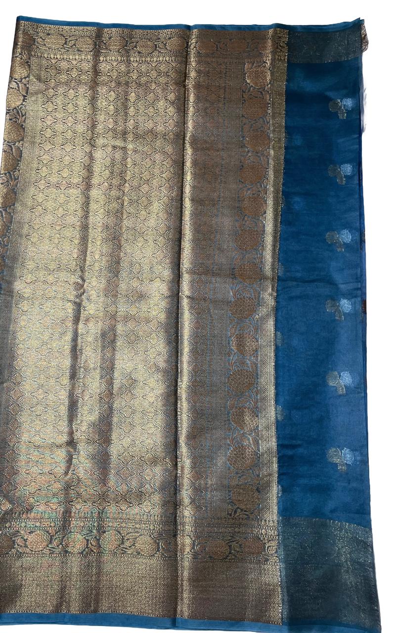 Royal Indigo Banarasi Kora Silk Saree
