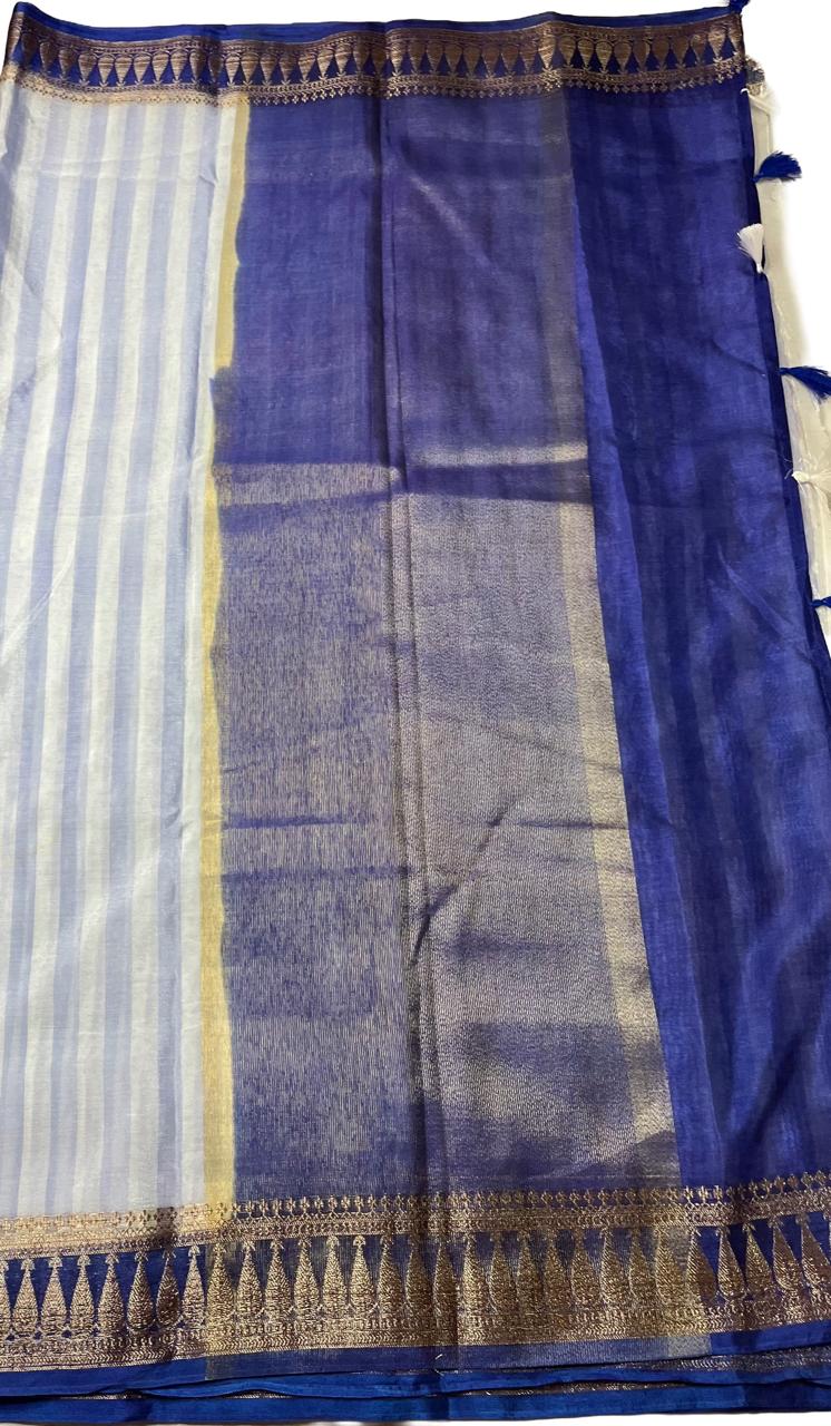 Azure Blue Banarasi Chanderi Silk Saree