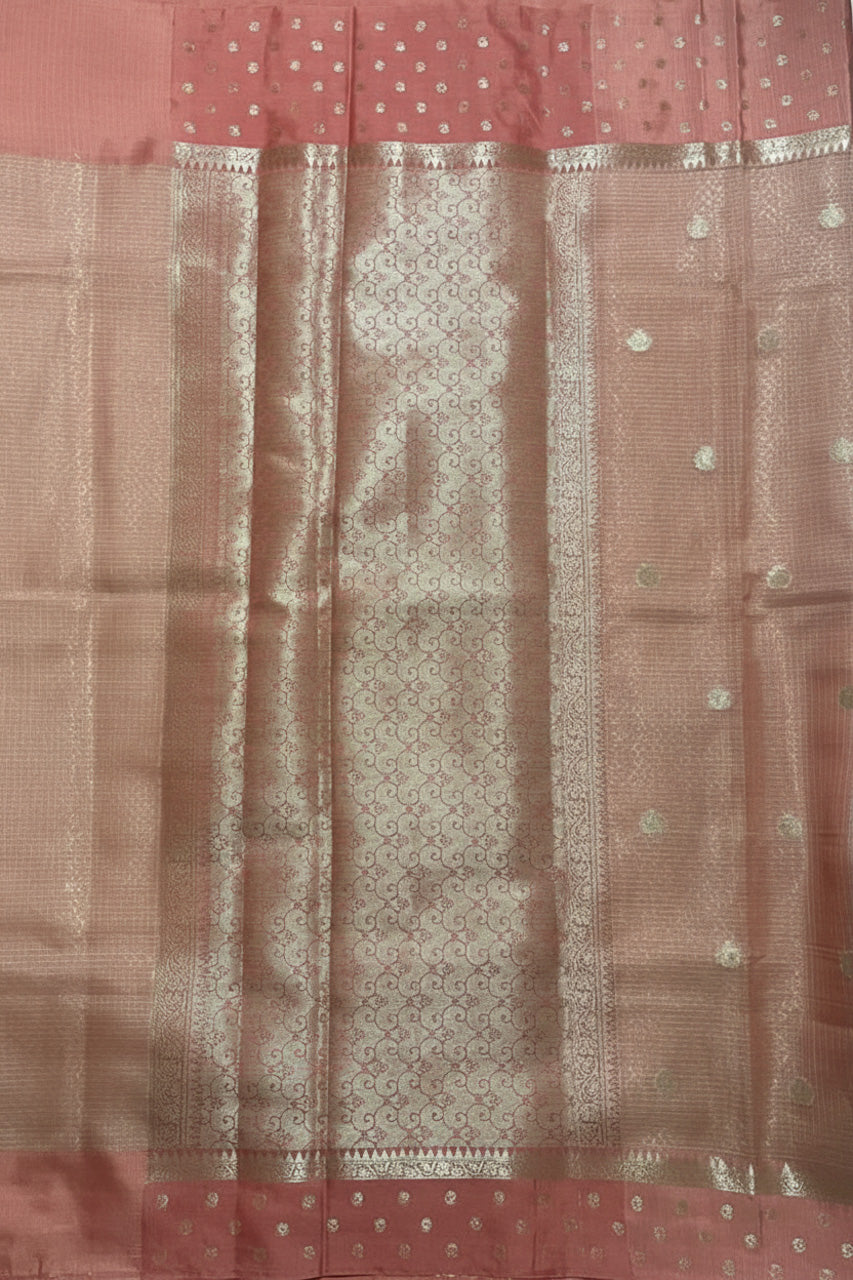 Banarasi Pastel Rose Pink Kota Silk Saree