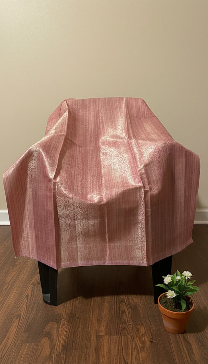 Rose Pink Banaras Tussar Silk Saree