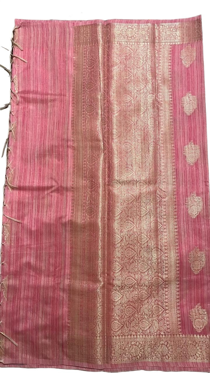 Rose Pink Banaras Tussar Silk Saree