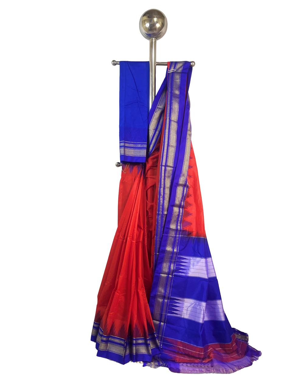 Ilkal Temple Border and Ganga Jamuna style saree