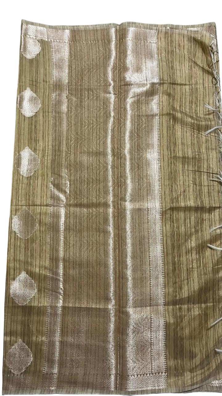 Warm Beige Banaras Tussar Silk Saree