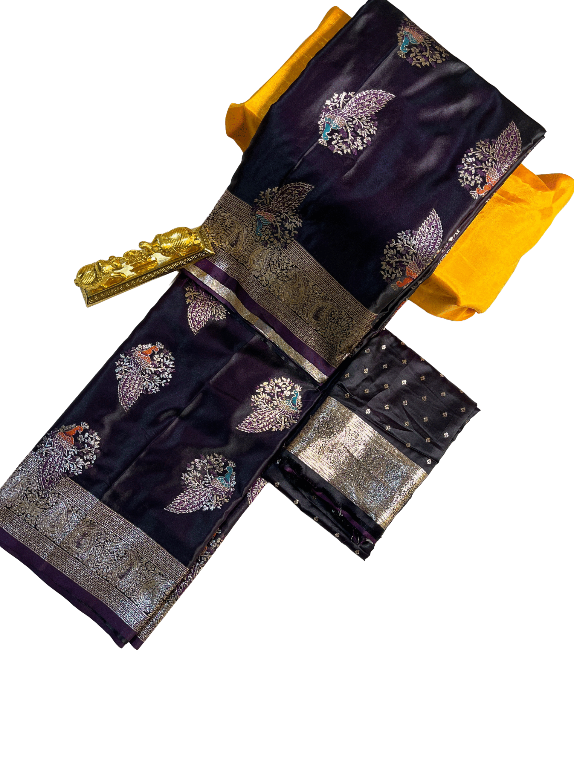 wine shine zari butta pattern premium mushroom satin silk saree