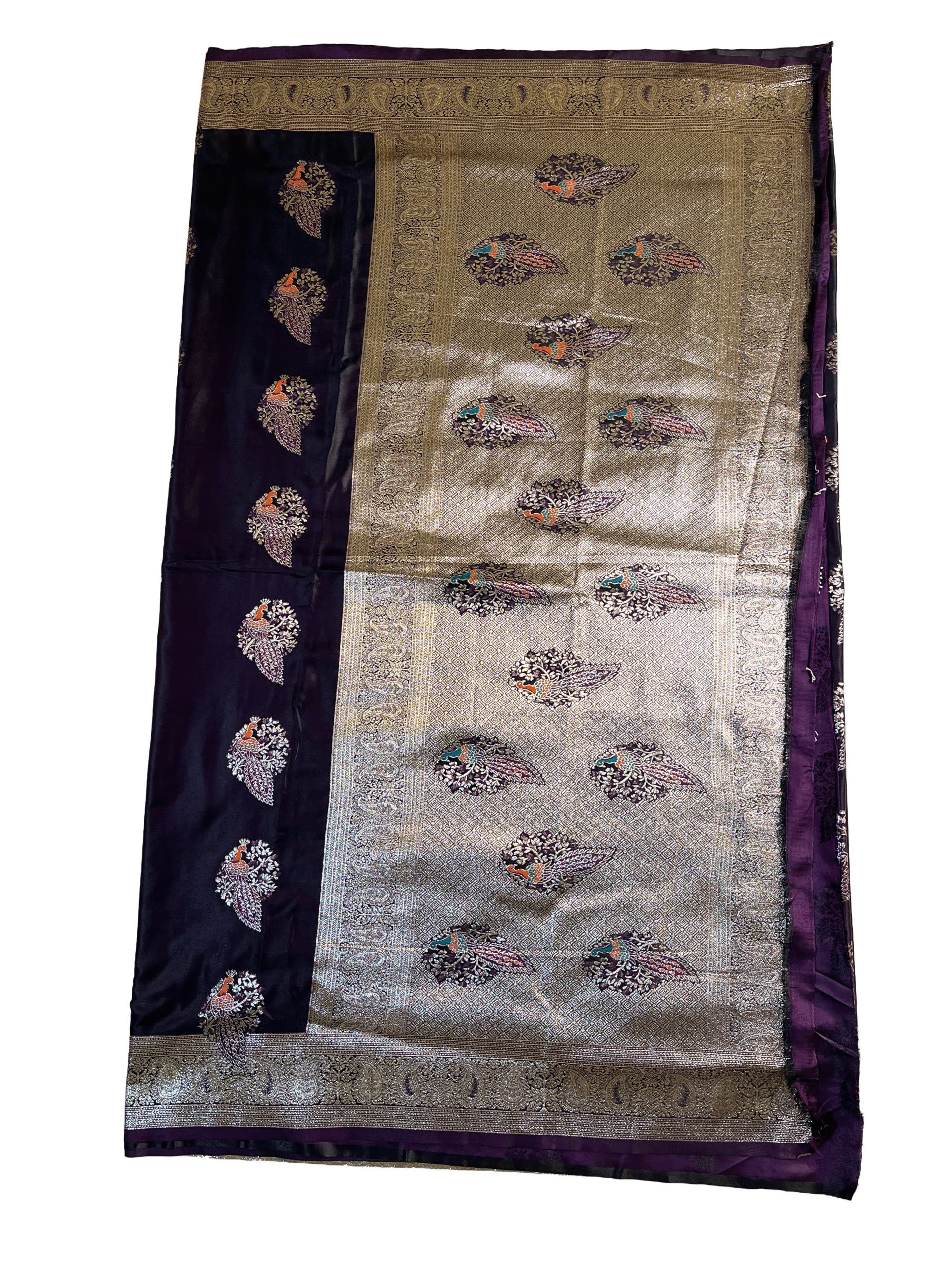 wine shine zari butta pattern premium mushroom satin silk saree