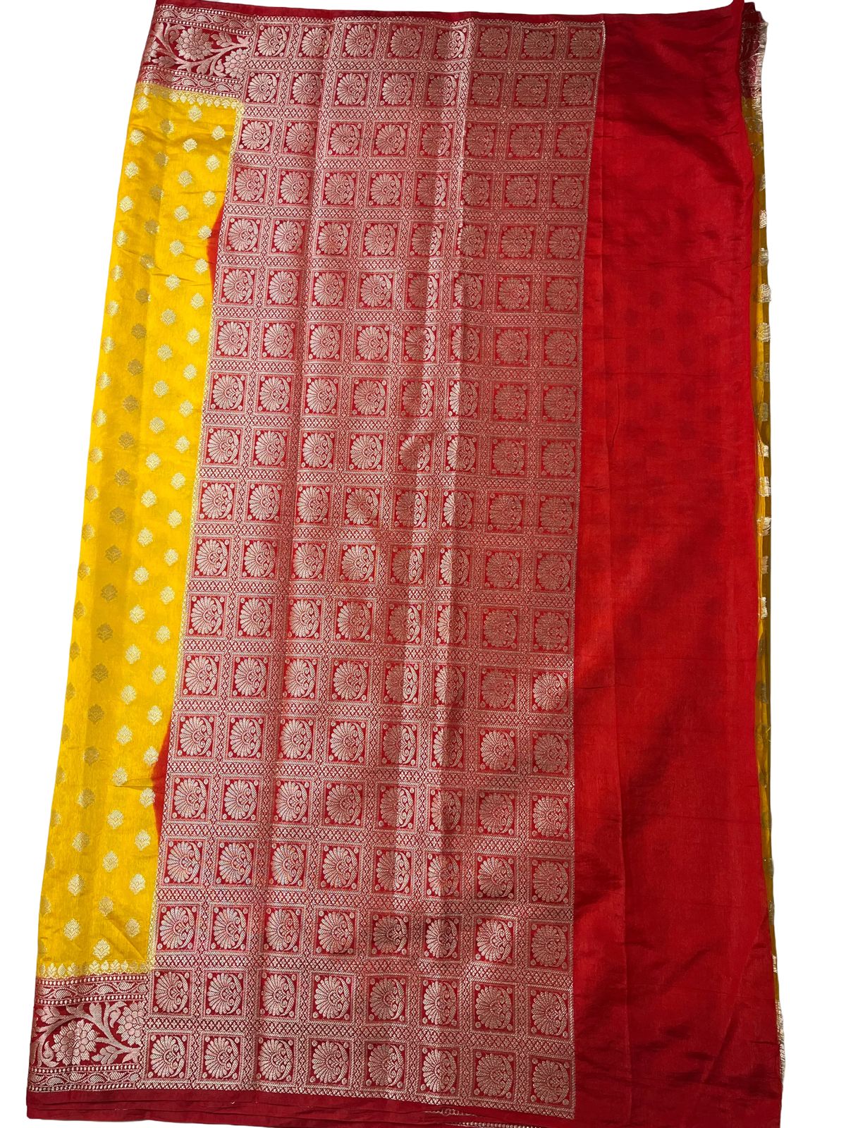 Mustard & Crimson Katan Silk Banarasi Saree